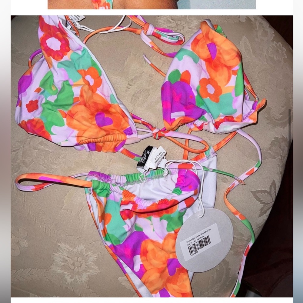 Princess polly bikini - floral retro summer bikini dark pink floral